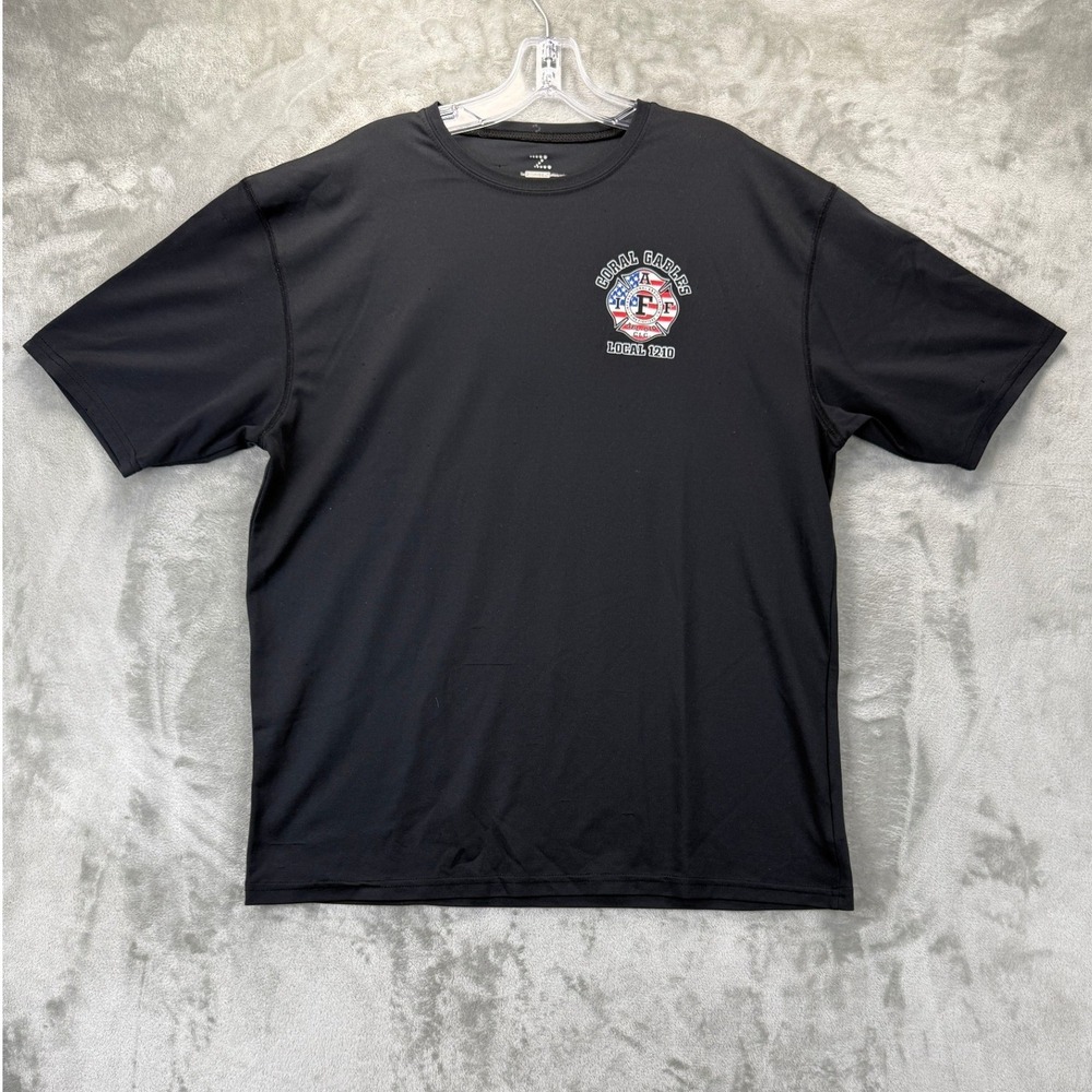 Zorrel Men XL Black Coral Gables Fire Fighters Local 1210 Performance‎ T-Shirt
